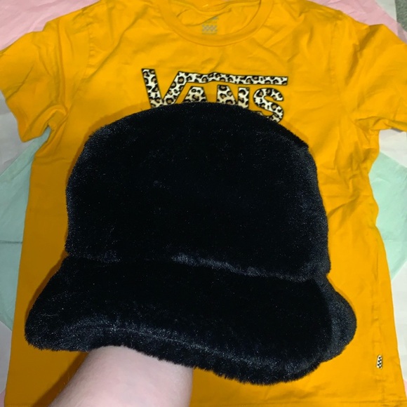 Vintage 90’s-Y2K Black Plush Faux Fur Wide Brim Bucket Hat Buttery Soft - Picture 6 of 17